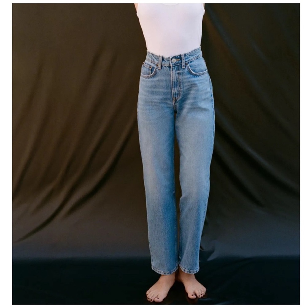 ZARA High Waist 90s Vintage Jeans Mom Fit Jean Classic Blue Denim Women's Jeans
